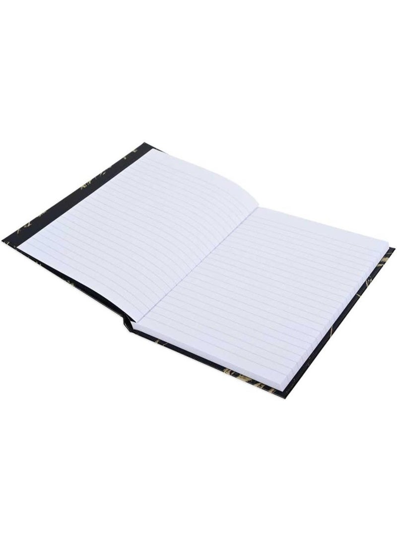 FIS® Notebook Hard Cover, A5 Size(14.8x21cm), 2 Quire, 192 Pages, 96 Sheets, Single Line Ruling, Golden/Black, Packet of 5 Pieces, Design 4-FSNBHCA5GLBKD04 - Image 4